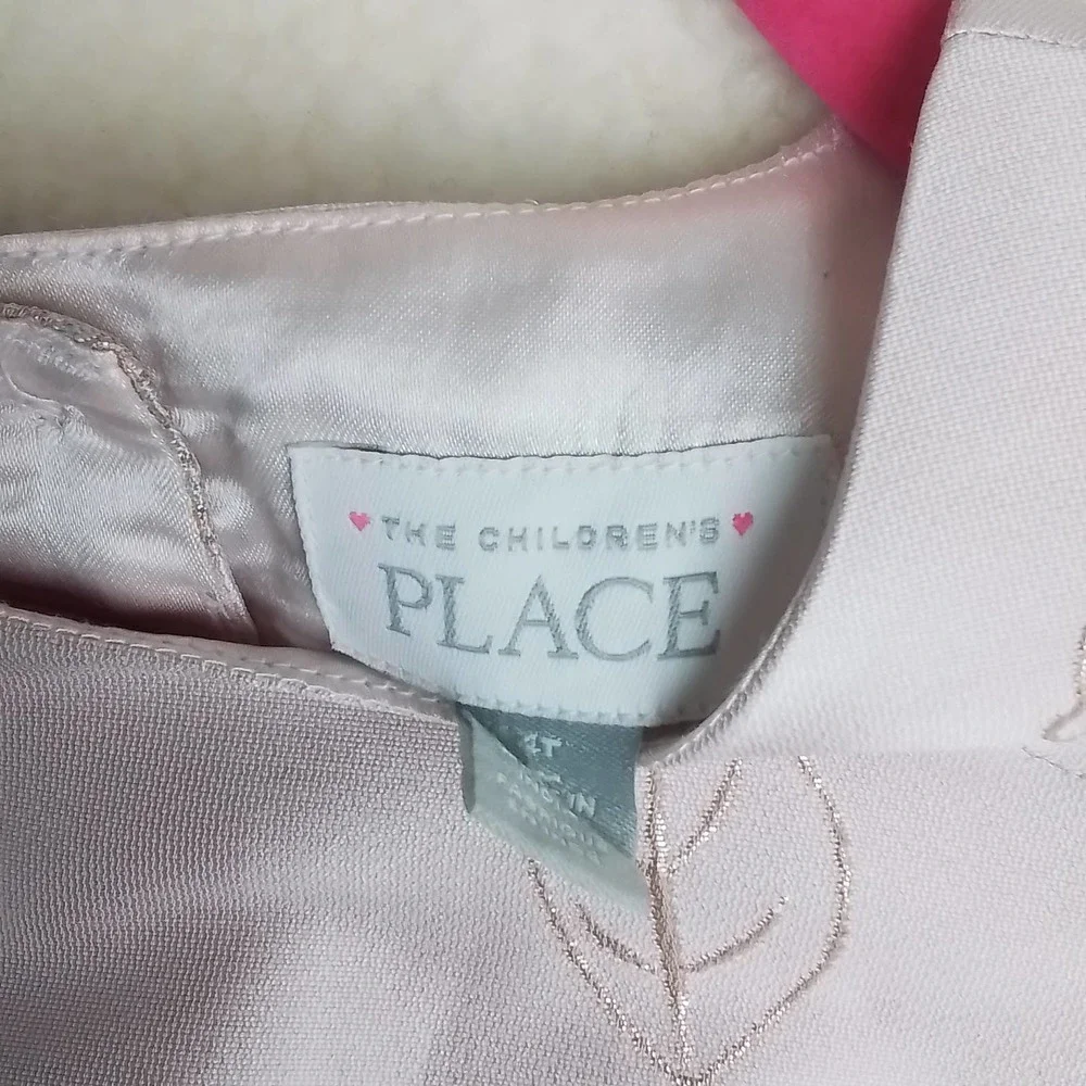 The Children's Place Midi Dress Size 4T in Pink w/ Gold Embroidered Floral Print